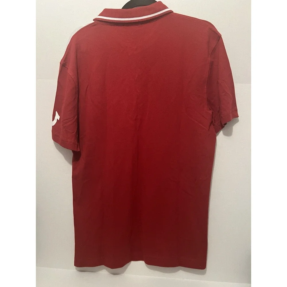 Men's True Religion Buddha Logo SS Polo Shirt - Color Block - Red White - Size S